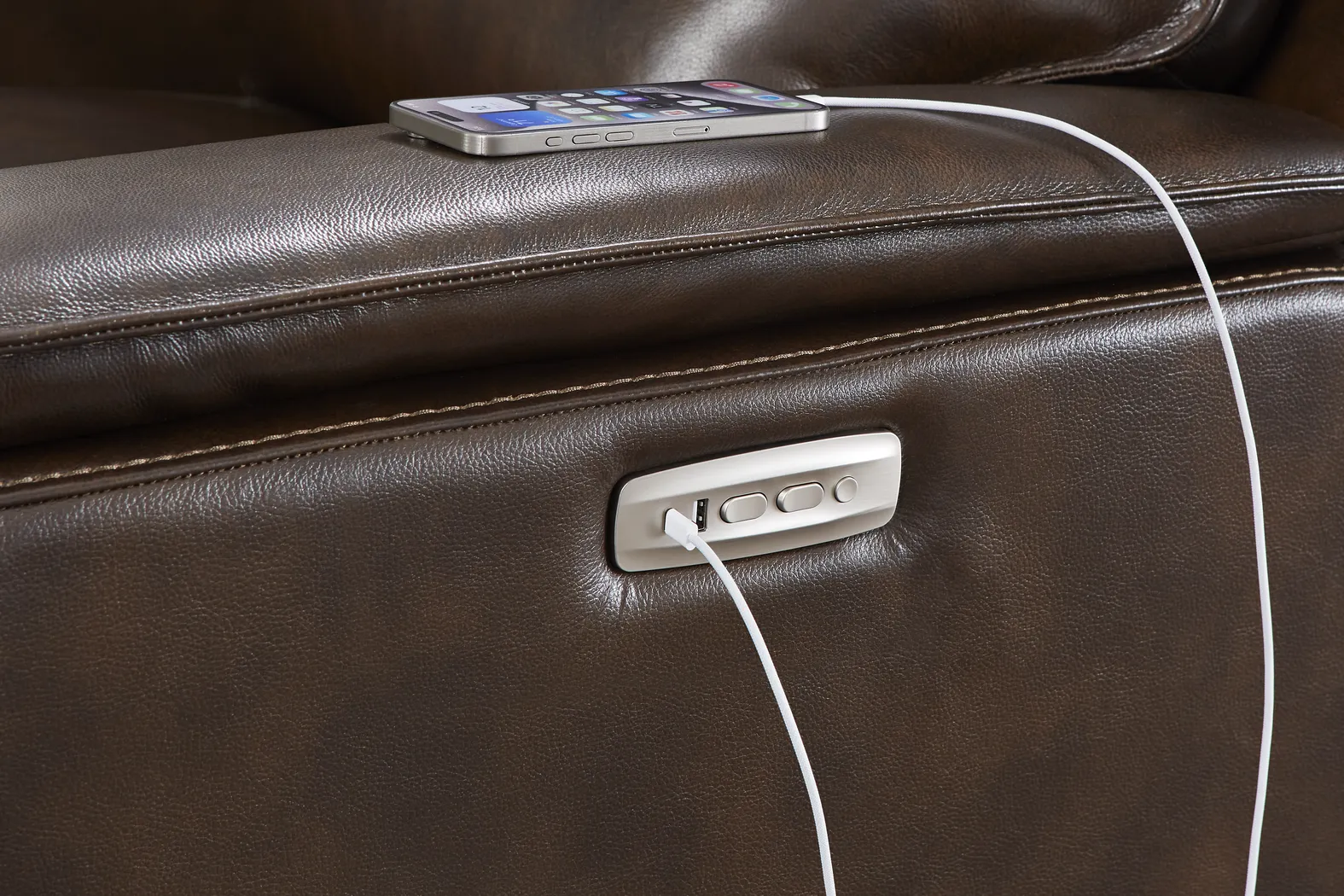 Magellan Chocolate Leather 5 Pc Living Room with Dual Power Reclining Sofa - Thumbnail - Image 9