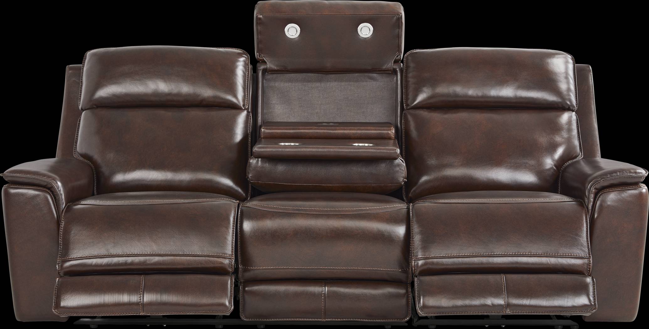 Magellan Chocolate Leather Dual Power Reclining Sofa - Thumbnail - Image 4