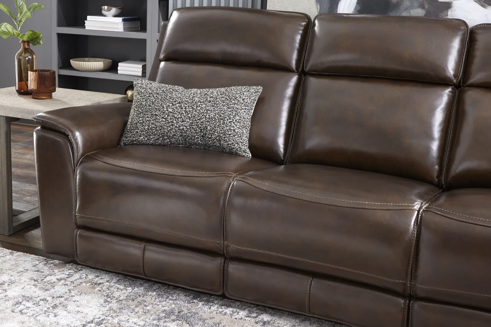 Magellan Chocolate Leather 5 Pc Living Room with Dual Power Reclining Sofa - Thumbnail - Image 6