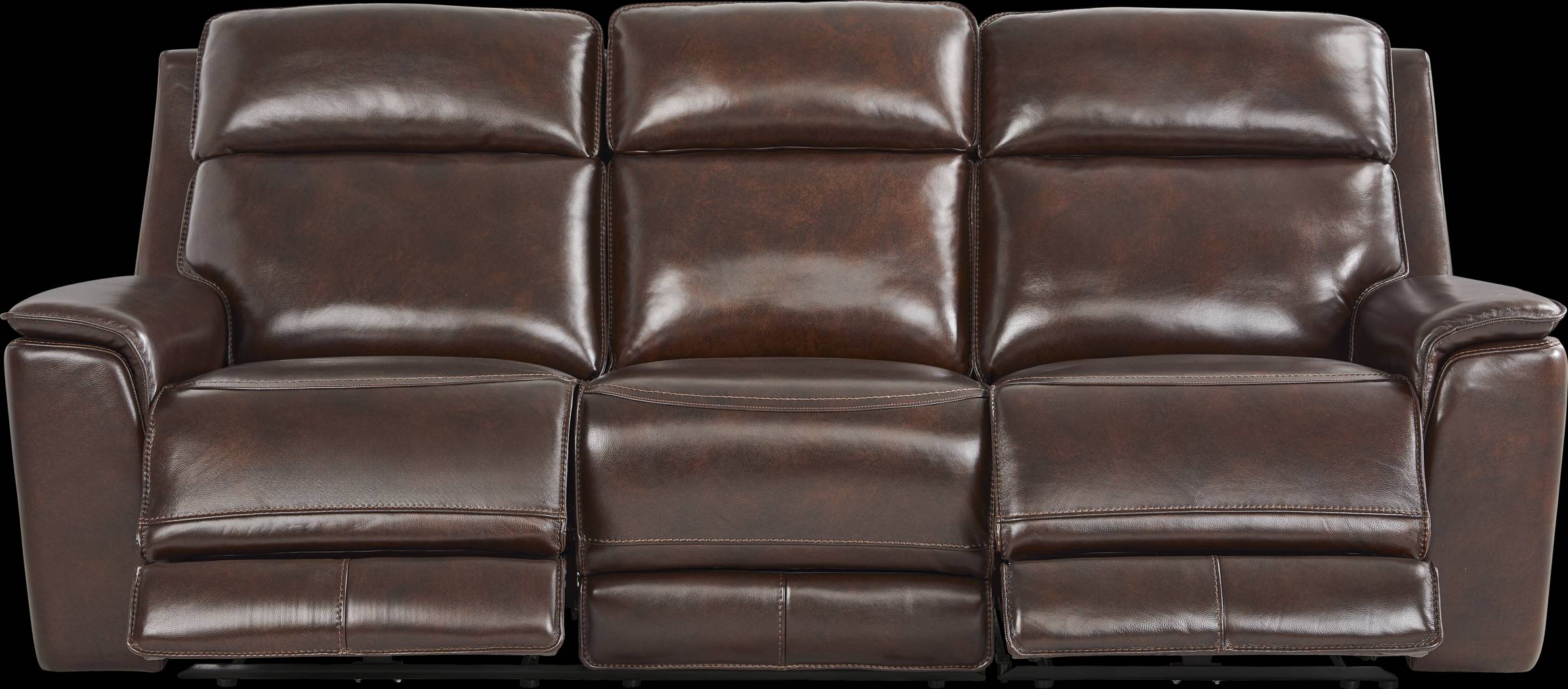 Magellan Chocolate Leather Dual Power Reclining Sofa - Thumbnail - Image 1