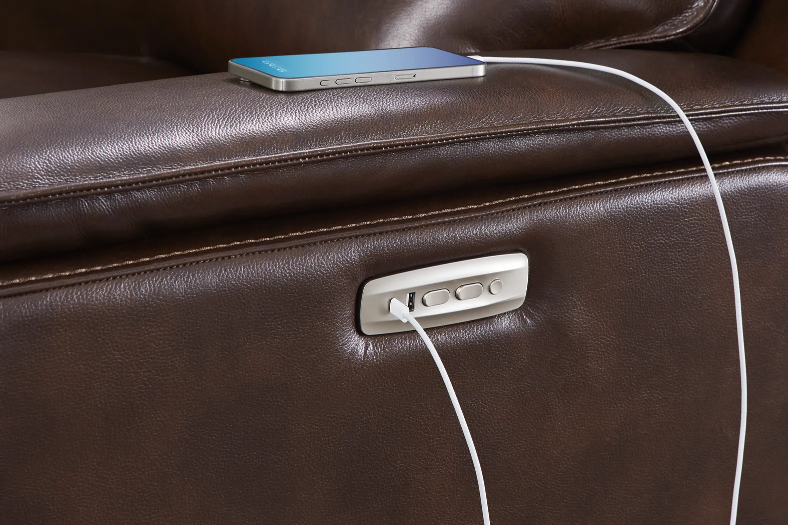 Magellan Merlot Leather Dual Power Reclining Loveseat - Thumbnail - Image 4