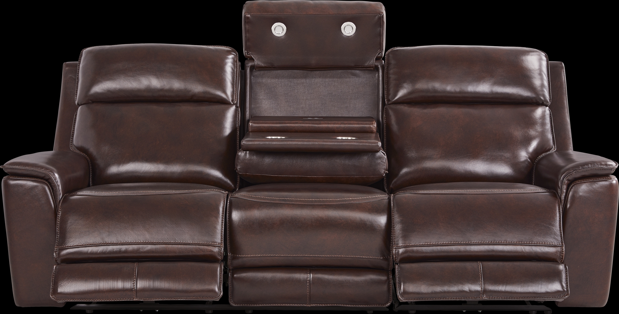 Magellan Merlot Leather 5 Pc Reclining Living Room with Dual Power Reclining Sofa - Thumbnail - Image 4