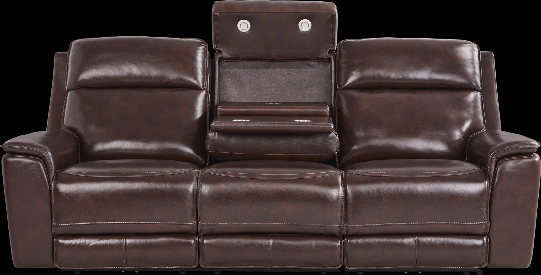 Magellan Merlot Leather 5 Pc Reclining Living Room with Dual Power Reclining Sofa - Thumbnail - Image 5