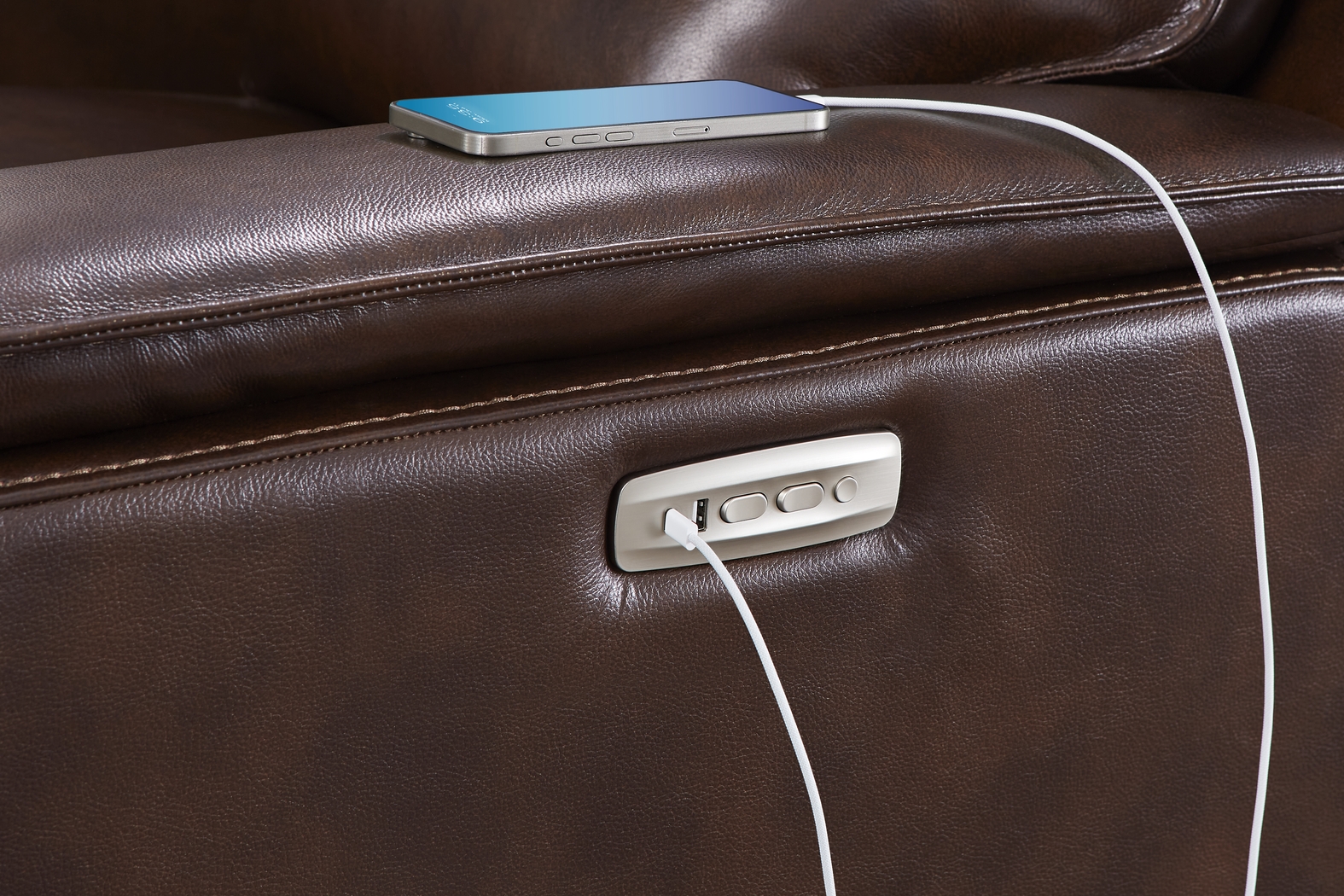 Magellan Merlot Leather 5 Pc Reclining Living Room with Dual Power Reclining Sofa - Thumbnail - Image 10