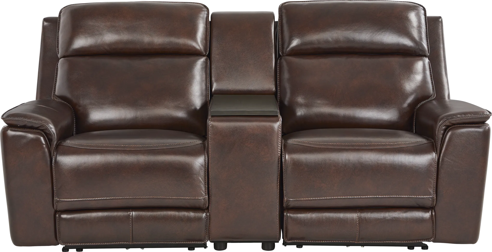 Magellan Merlot Leather Reclining Console Loveseat - Thumbnail - Image 2