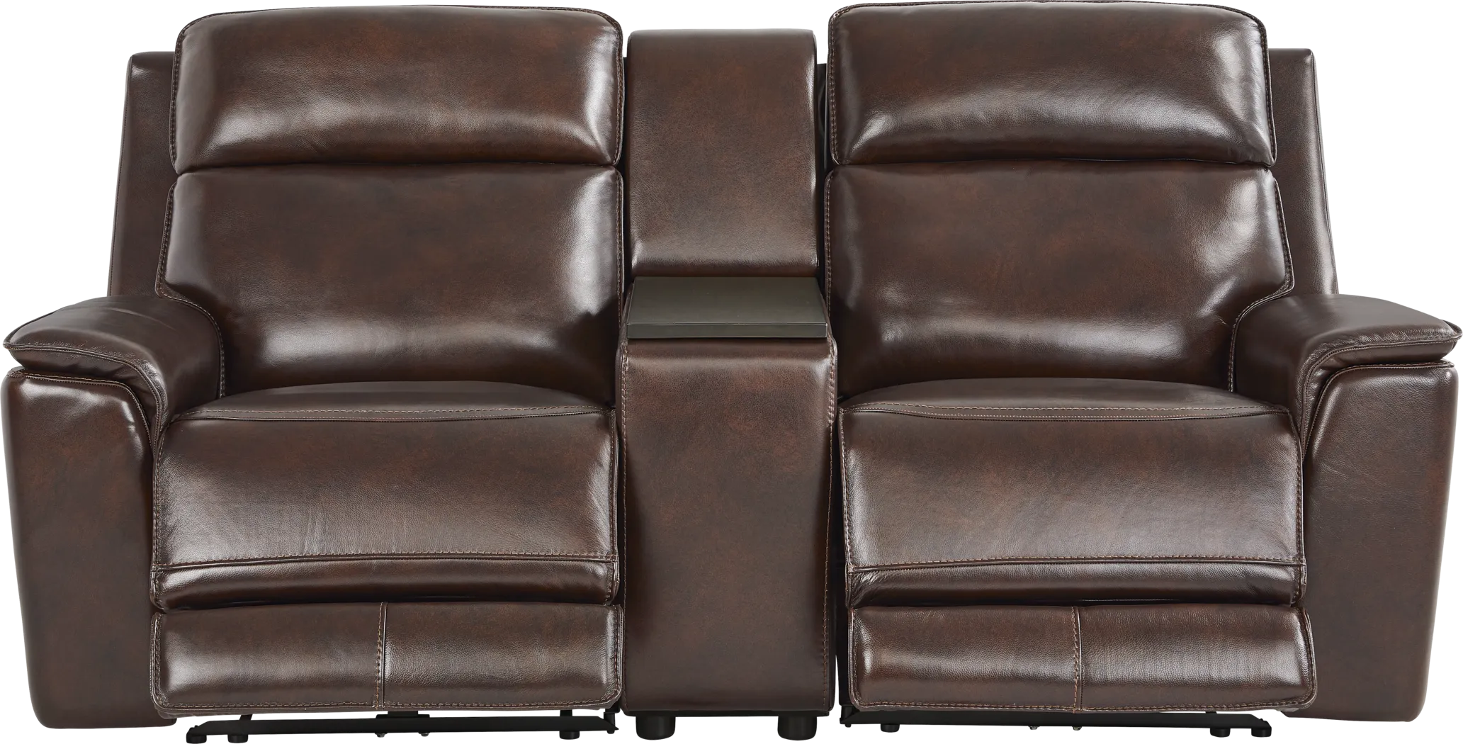 Magellan Merlot Leather Reclining Console Loveseat - Thumbnail - Image 1