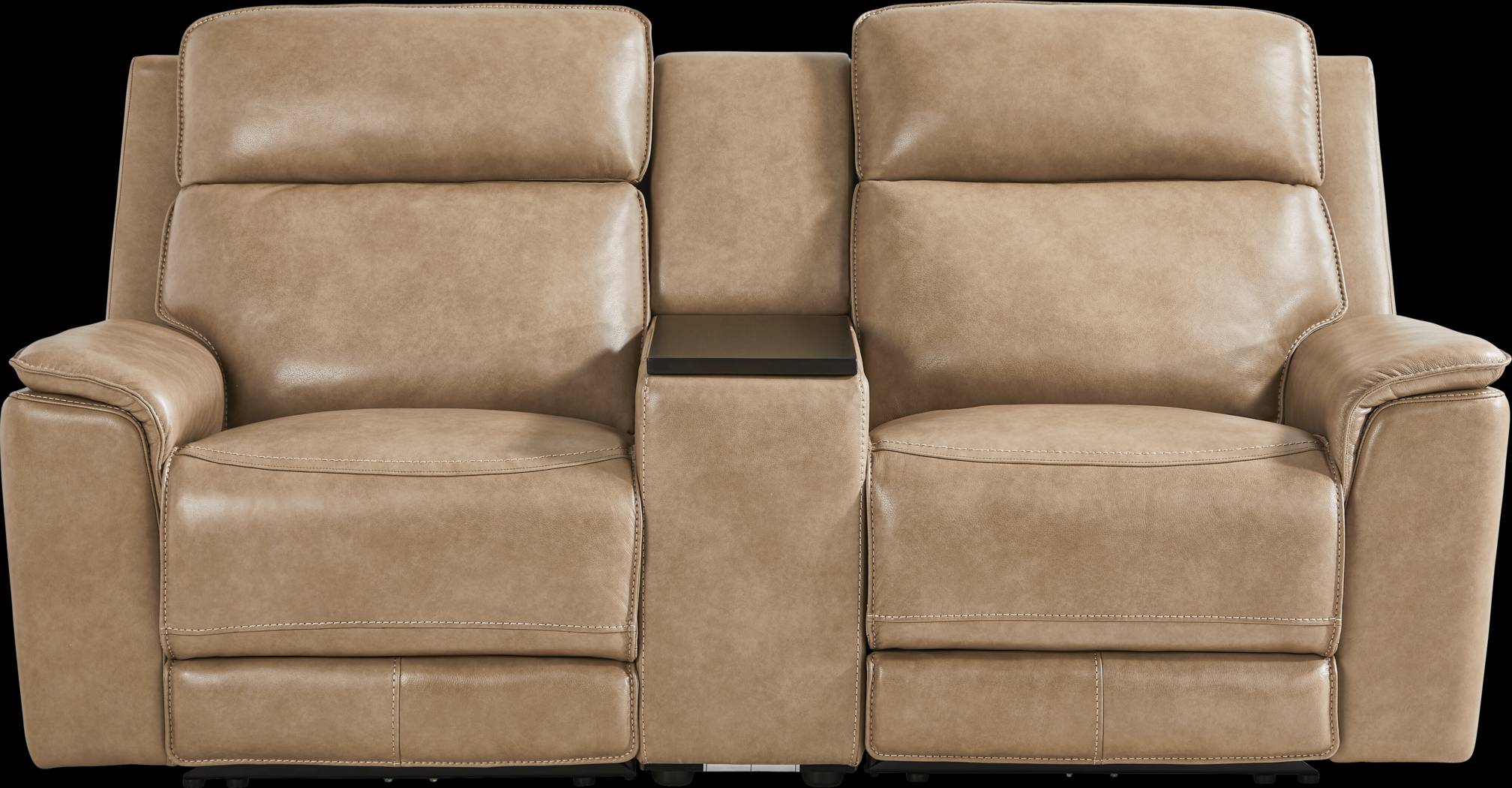 Magellan Sand Leather Dual Power Reclining Console Loveseat - Thumbnail - Image 3