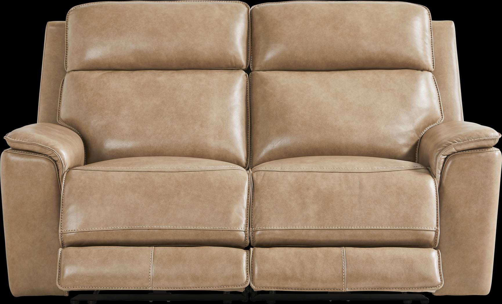Magellan Sand Leather Dual Power Reclining Loveseat - Thumbnail - Image 1