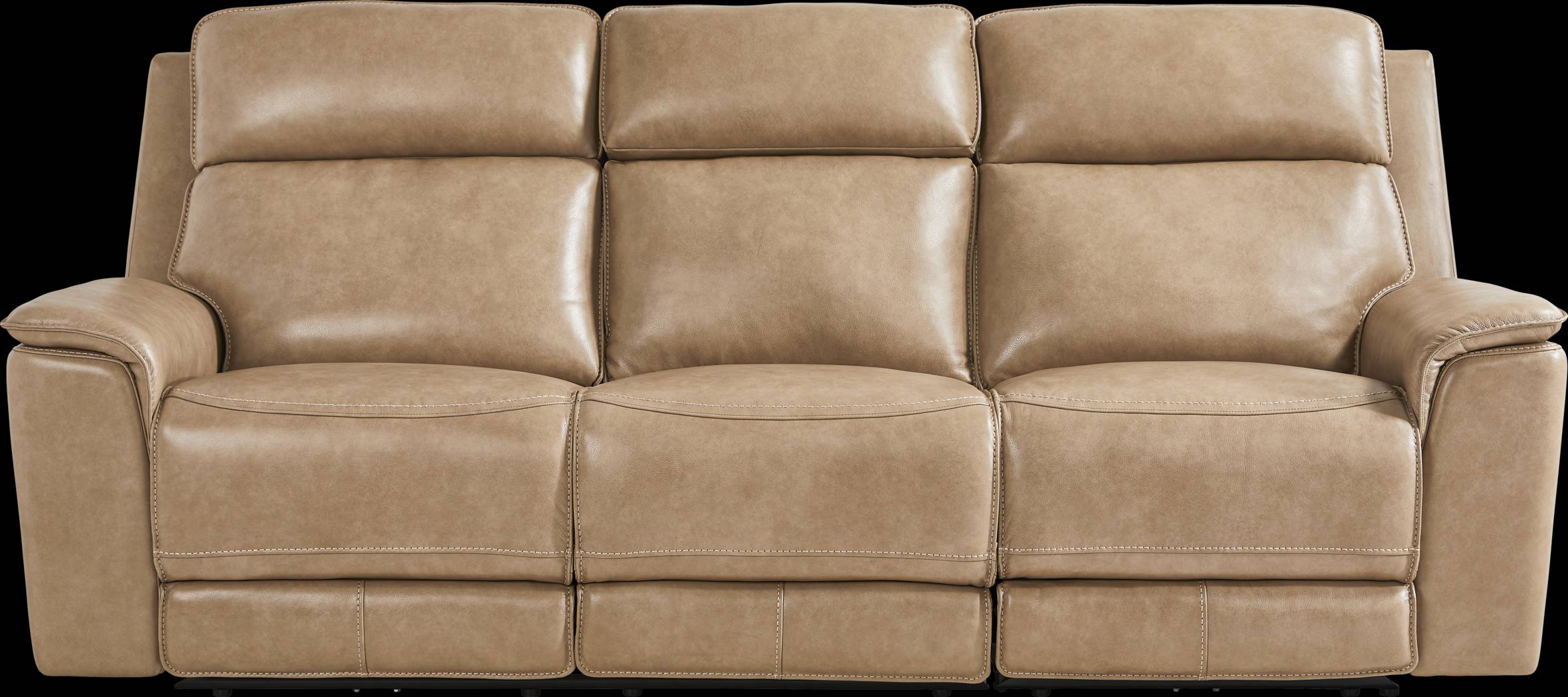 Magellan Sand Leather 5 Pc Reclining Living Room with Dual Power Reclining Sofa - Thumbnail - Image 5
