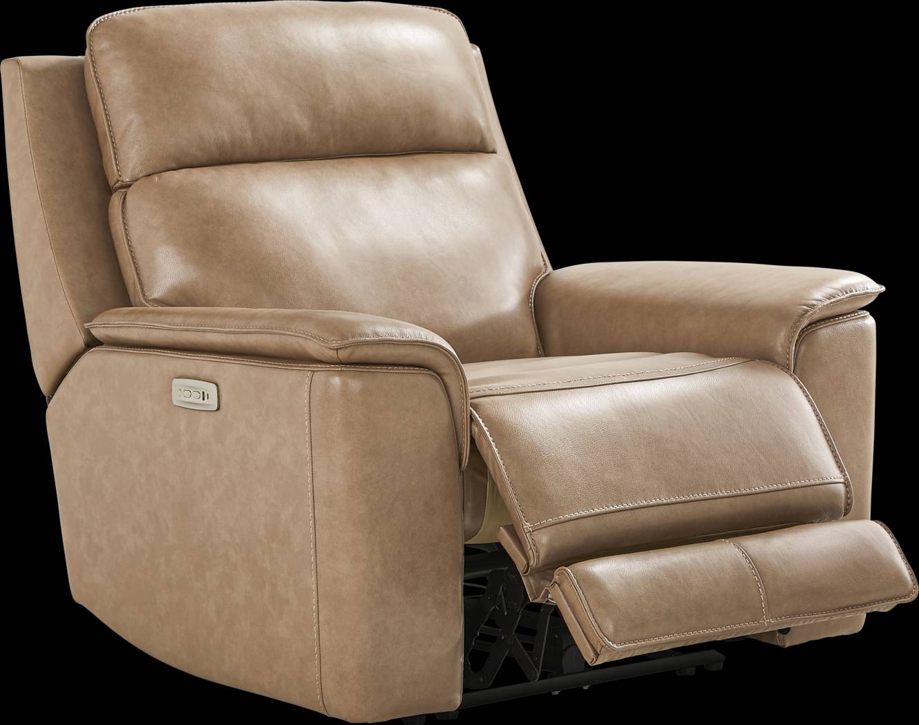 Magellan Sand Leather Dual Power Recliner - Thumbnail - Image 1