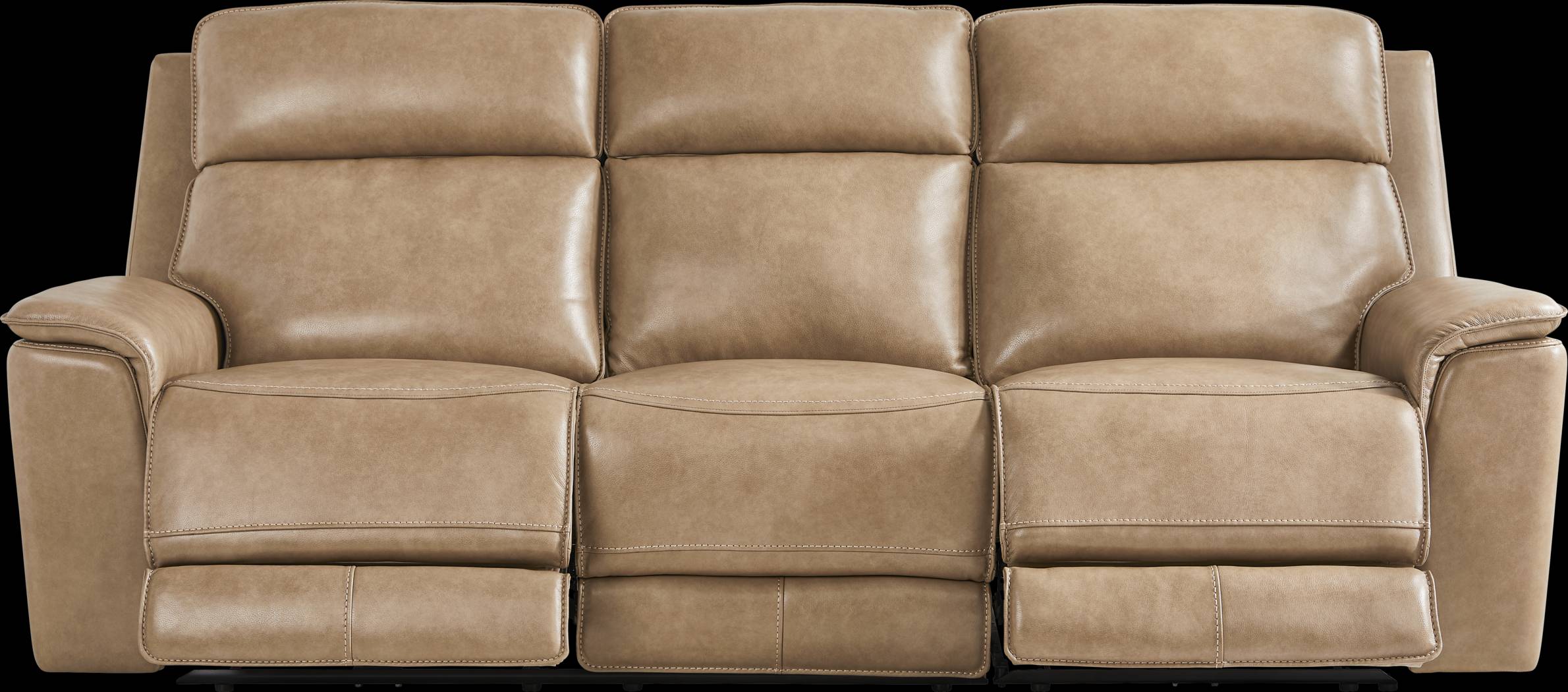 Magellan Sand Leather 5 Pc Reclining Living Room with Dual Power Reclining Sofa - Thumbnail - Image 2