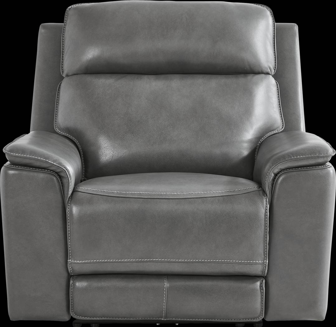 Magellan Smoke Leather Dual Power Recliner - Thumbnail - Image 2