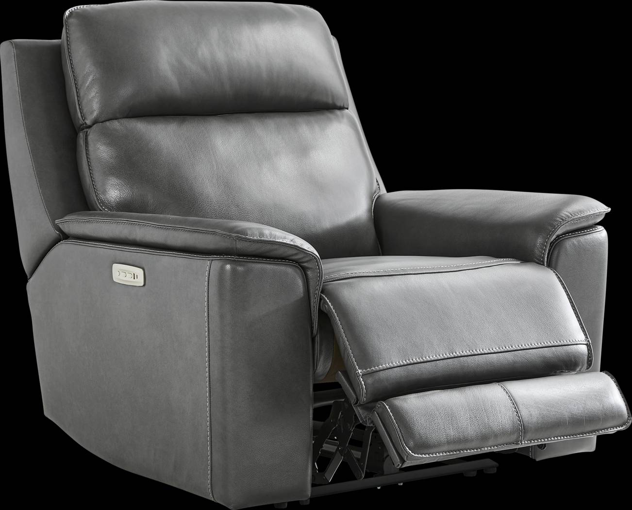 Magellan Smoke Leather Dual Power Recliner - Thumbnail - Image 1