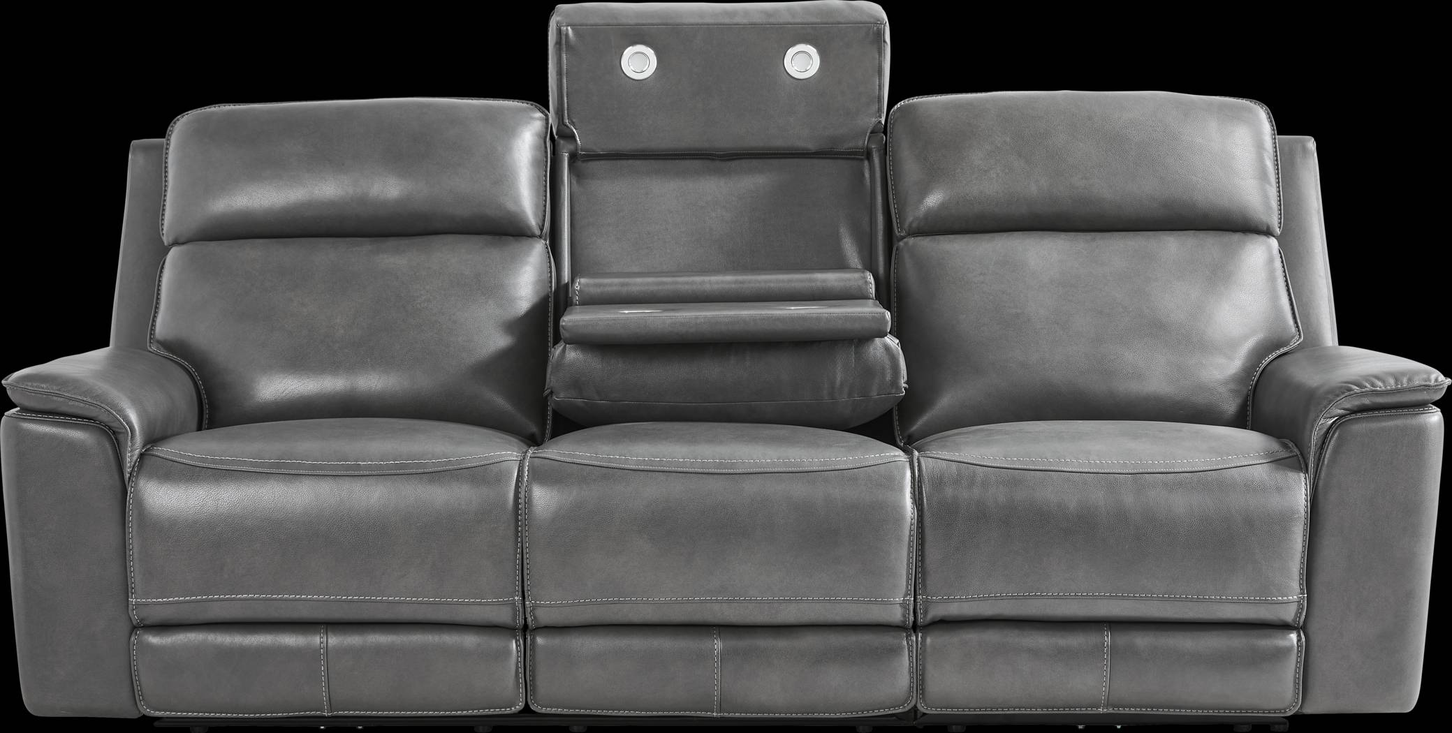 Magellan Smoke Leather 3 Pc Dual Power Reclining Living Room - Thumbnail - Image 3