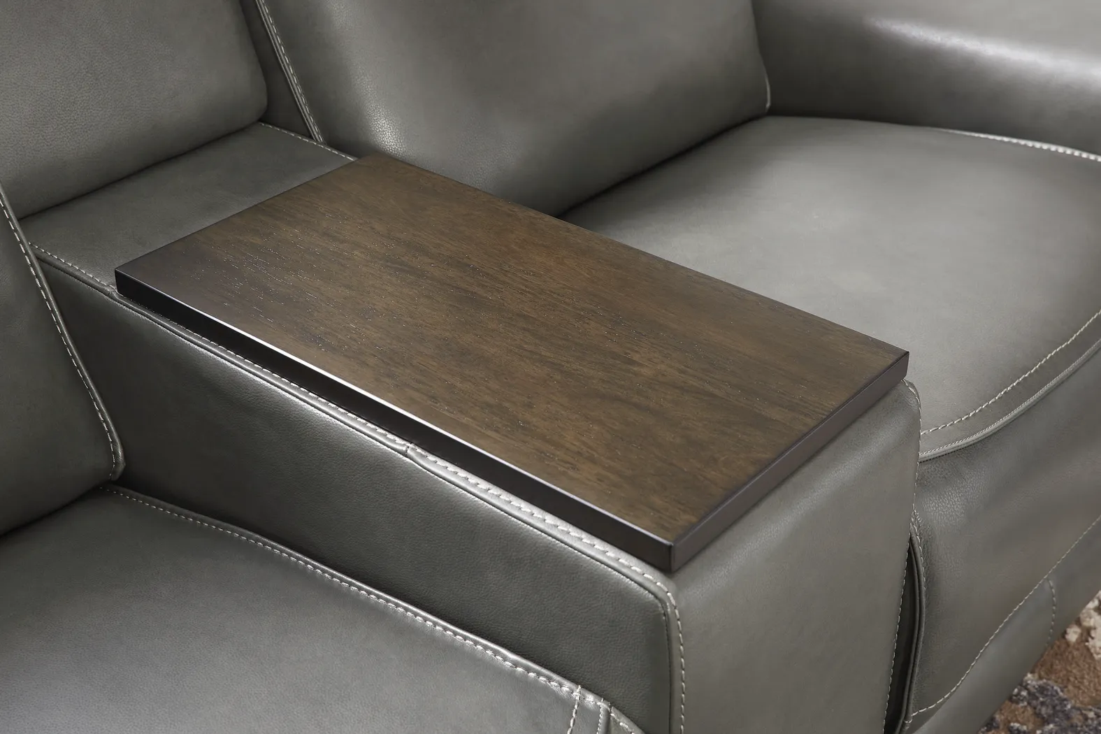 Magellan Smoke Leather Dual Power Reclining Console Loveseat - Image 7
