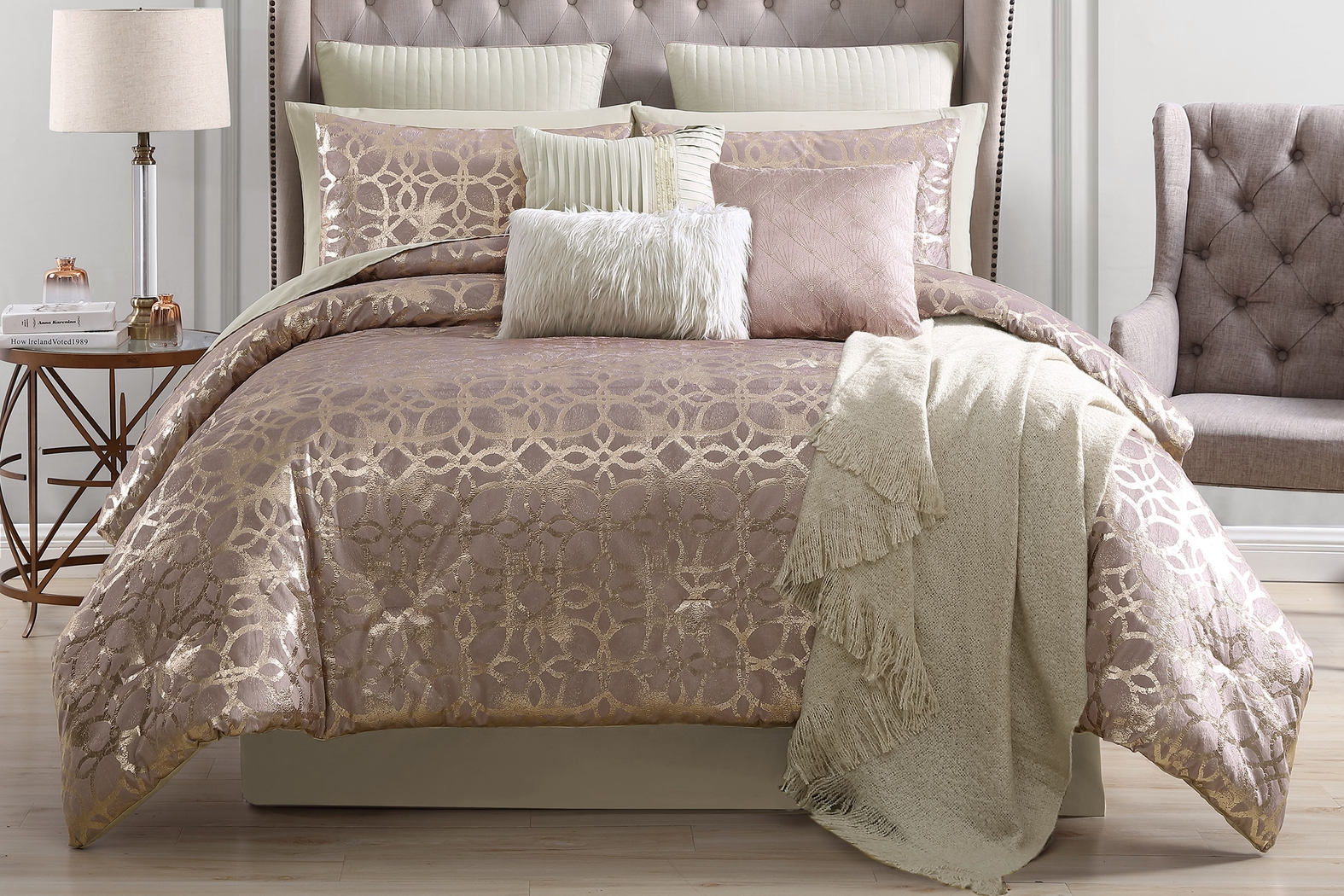 Maggiora Blush 10 Pc Queen Comforter Set - Thumbnail - Image 1