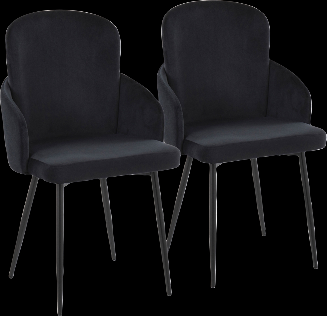 Maglista II Black Velvet Dining Chair Set of 2 - Thumbnail - Image 1