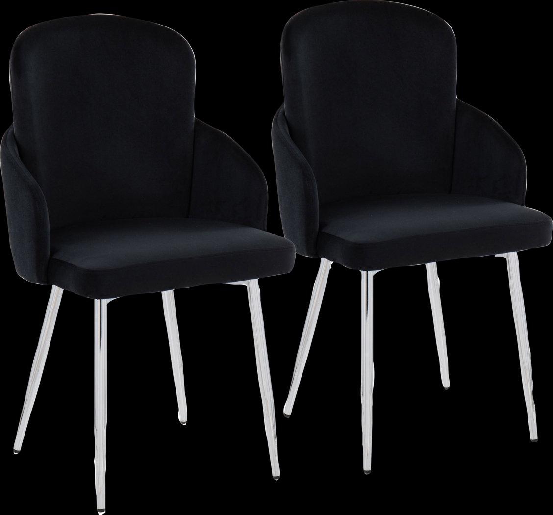 Maglista III Black Velvet Dining Chair Set of 2 - Thumbnail - Image 1