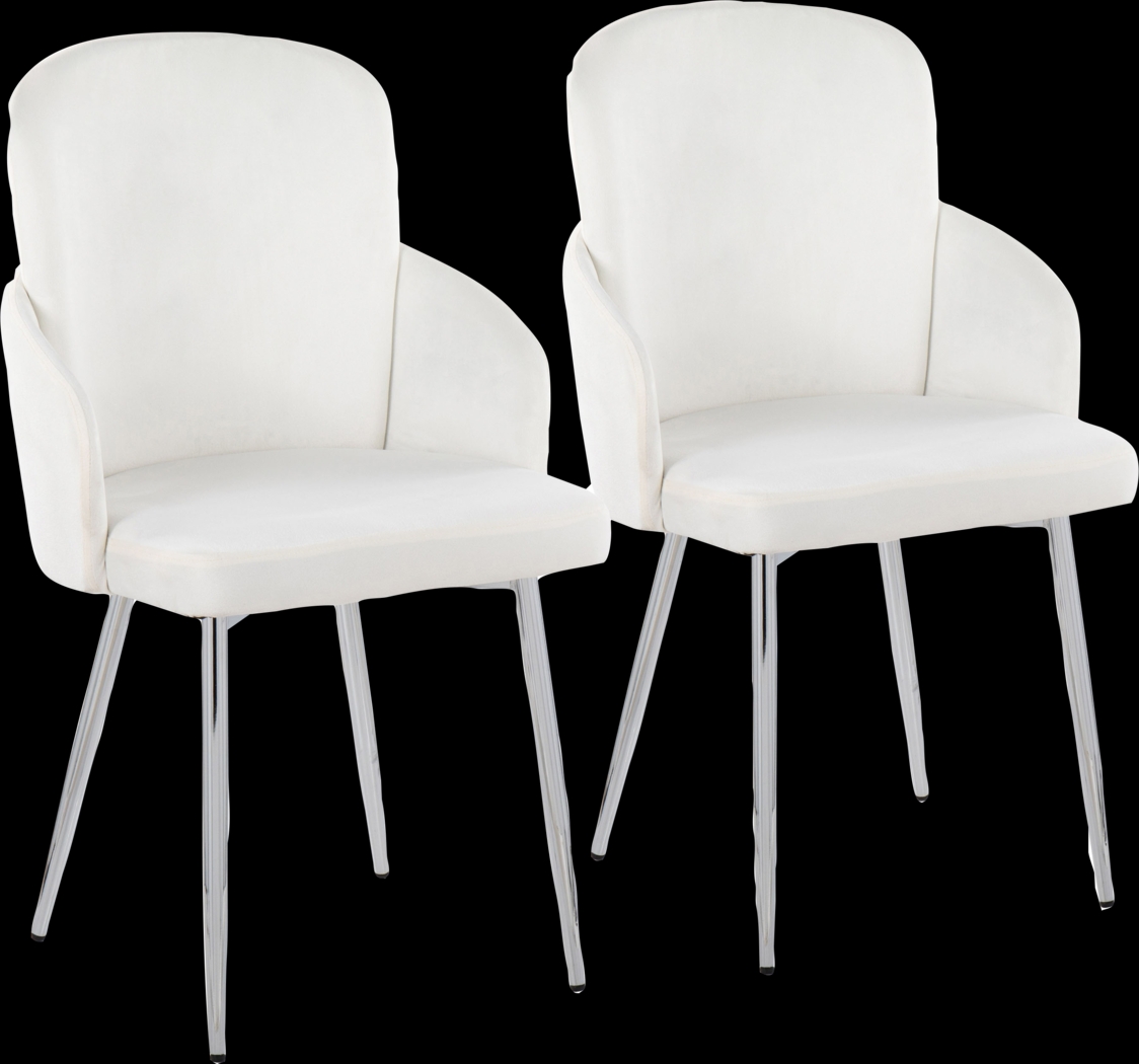 Maglista III Cream Velvet Dining Chair Set of 2 - Thumbnail - Image 1