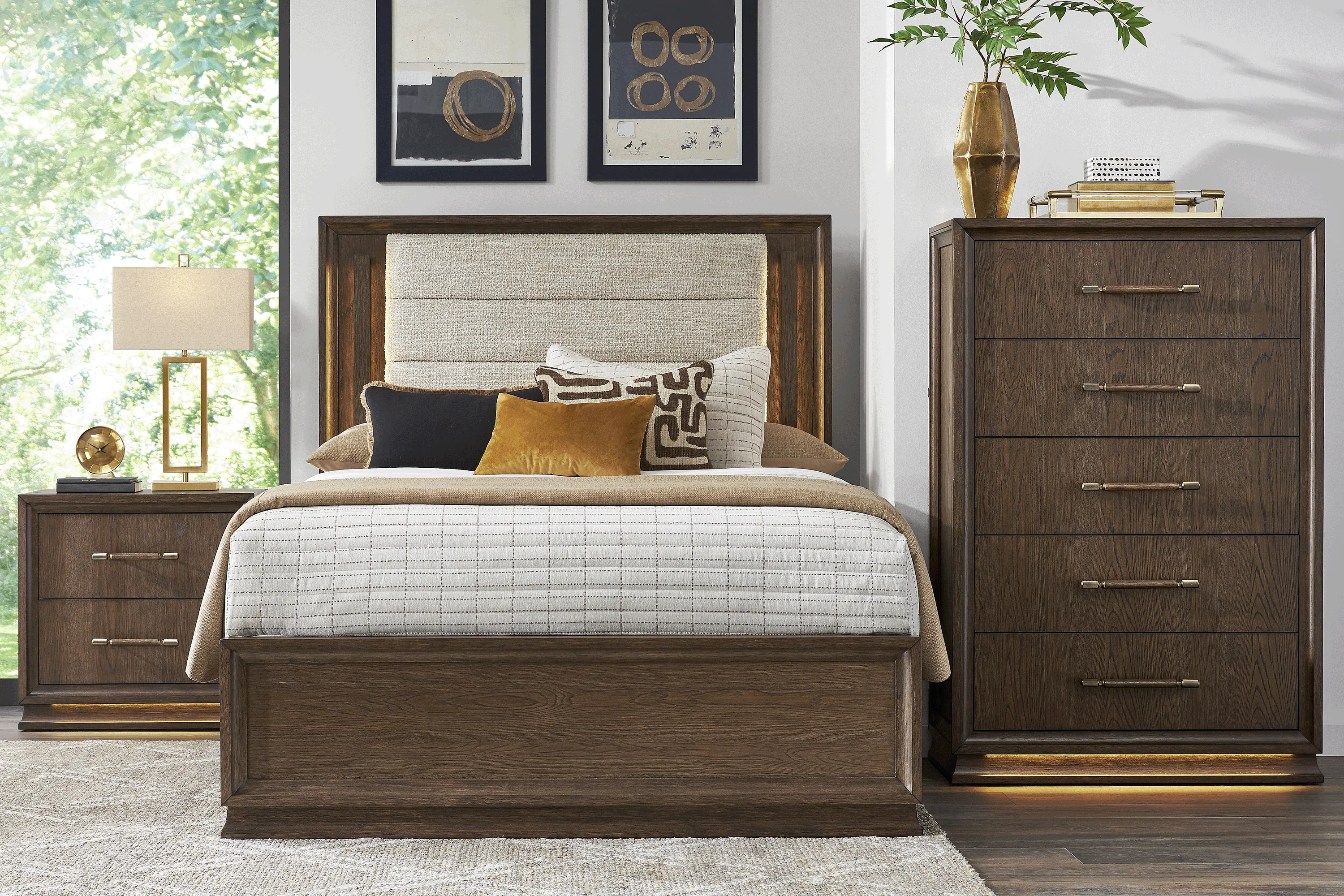 Maguire Brown 5 Pc Queen Upholstered Bedroom - Thumbnail - Image 1