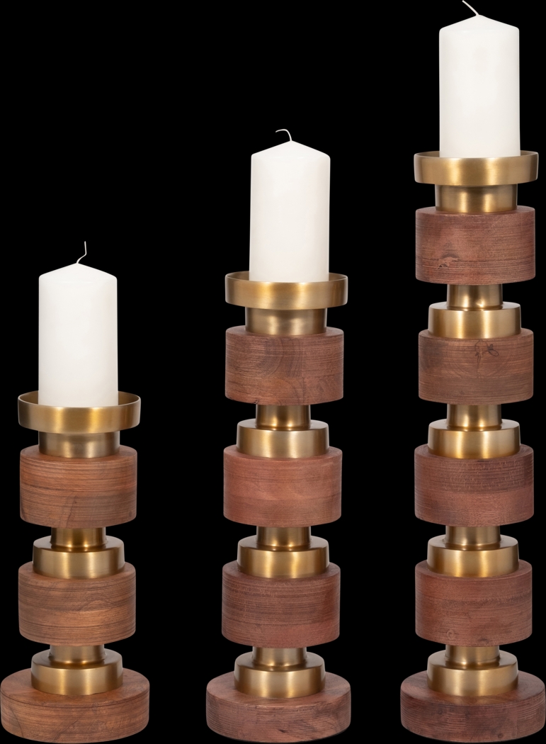 Maiier Brown Candle Holder, Set of 3 - Thumbnail - Image 2