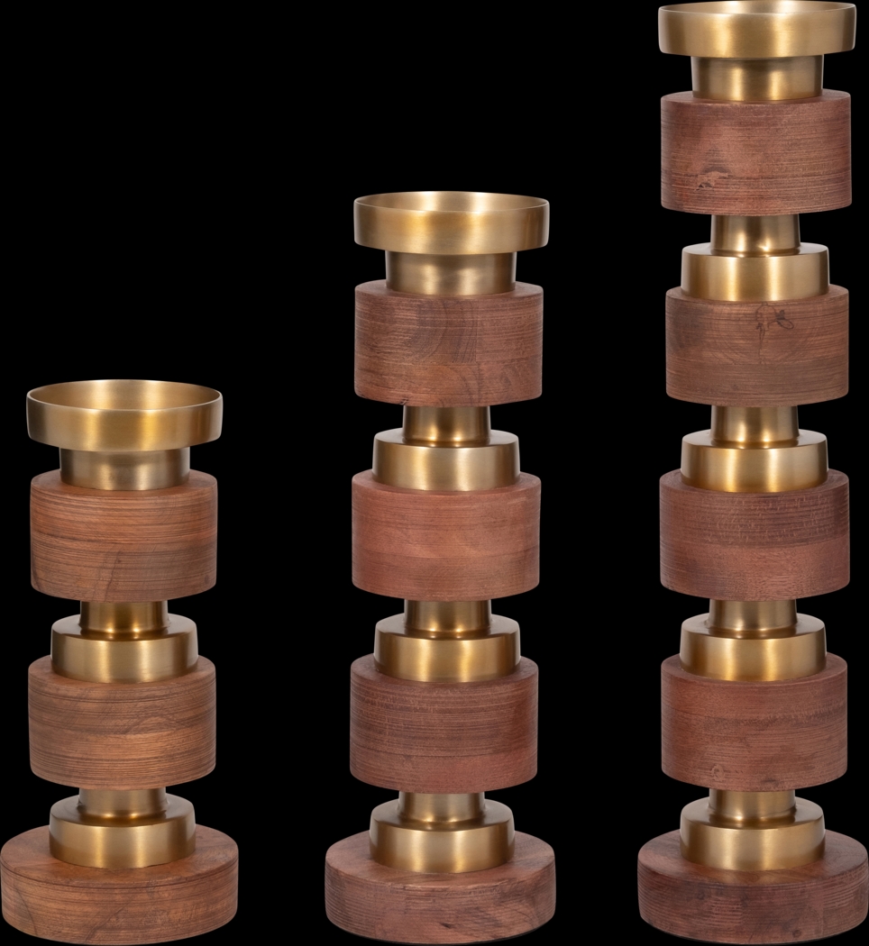 Maiier Brown Candle Holder, Set of 3 - Thumbnail - Image 1