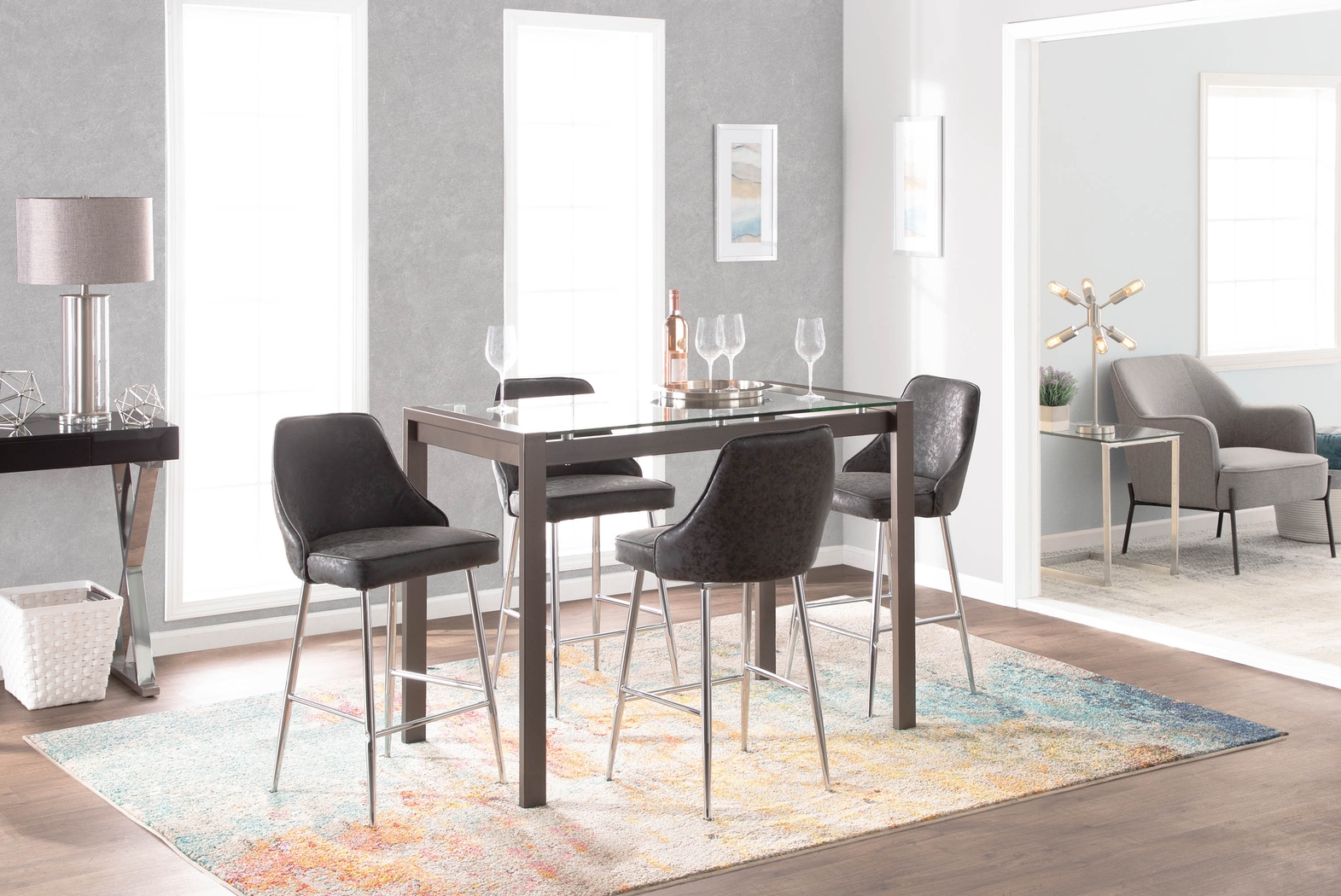 Mairie Black Counter Height Stool, Set of 2 - Thumbnail - Image 4