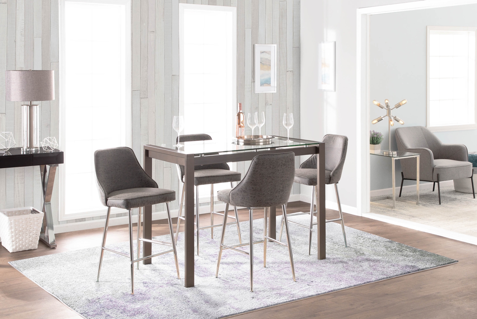 Mairie Gray Counter Height Stool, Set of 2 - Thumbnail - Image 4