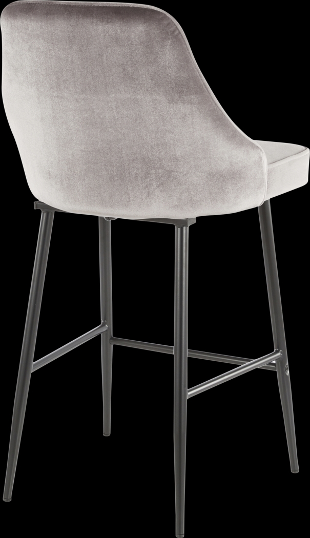 Mairie Silver Plush Black Metal Counter Height Stool, Set of 2 - Thumbnail - Image 2