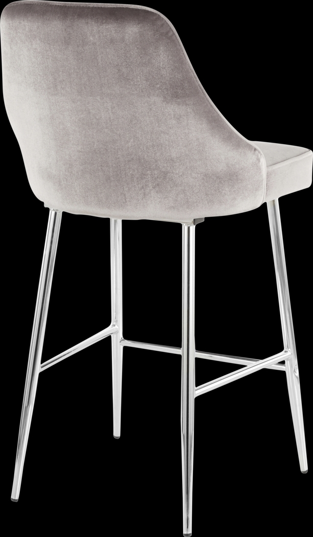 Mairie Silver Plush Counter Height Stool, Set of 2 - Thumbnail - Image 2