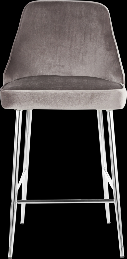 Mairie Silver Plush Counter Height Stool, Set of 2 - Thumbnail - Image 3