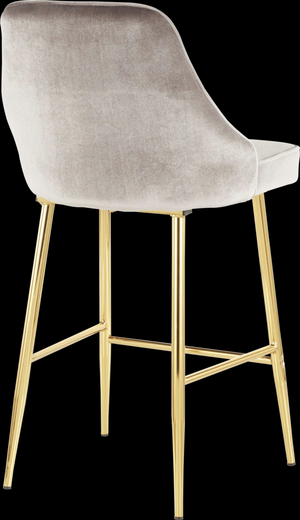 Mairie Silver Plush Gold Metal Counter Height Stool, Set of 2 - Thumbnail - Image 2