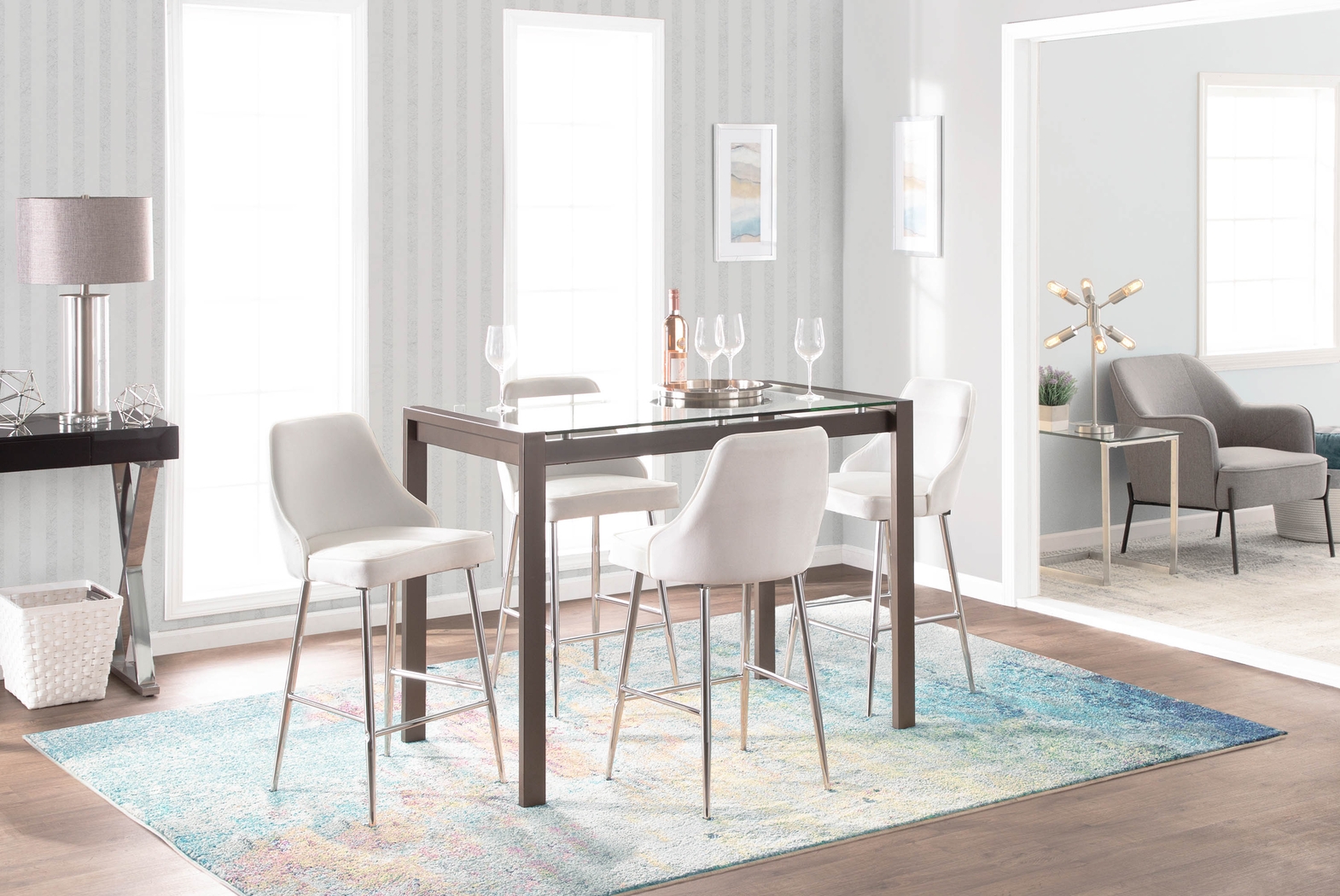 Mairie White Plush Counter Height Stool, Set of 2 - Thumbnail - Image 4