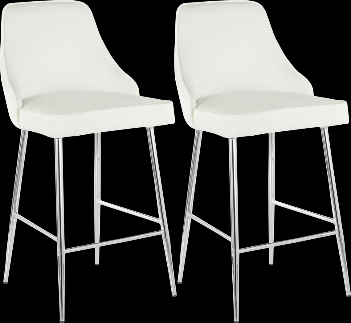 Mairie White Plush Counter Height Stool, Set of 2 - Thumbnail - Image 1