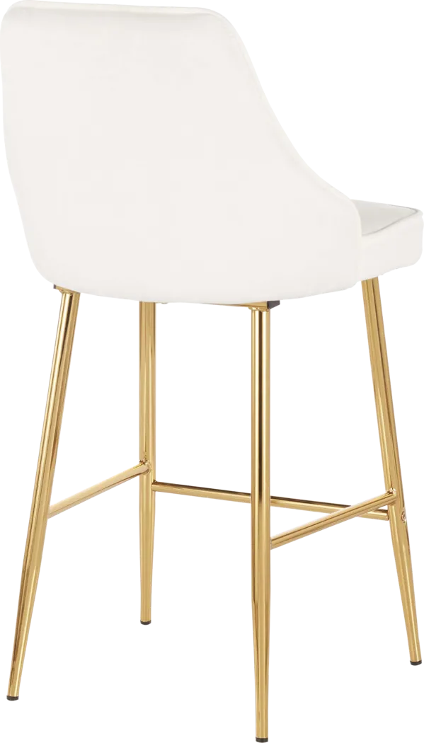 Mairie White Plush Gold Metal Counter Height Stool, Set of 2 - Thumbnail - Image 2