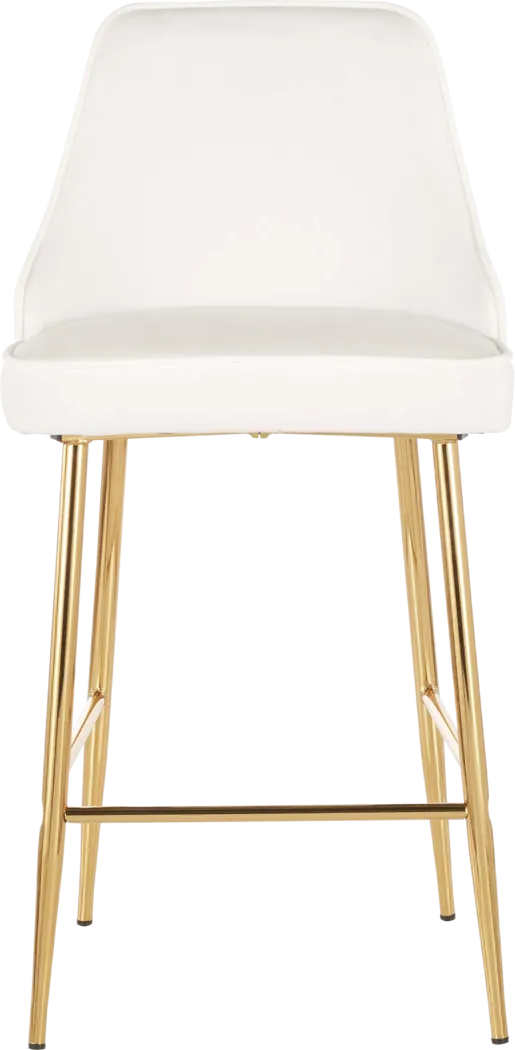 Mairie White Plush Gold Metal Counter Height Stool, Set of 2 - Thumbnail - Image 3