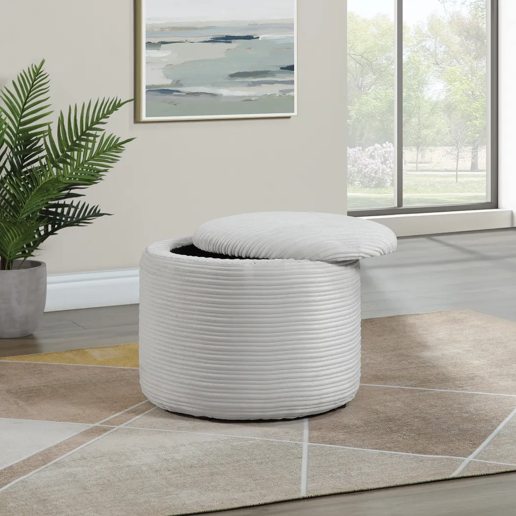 Mairlon White Storage Ottoman - Thumbnail - Image 2