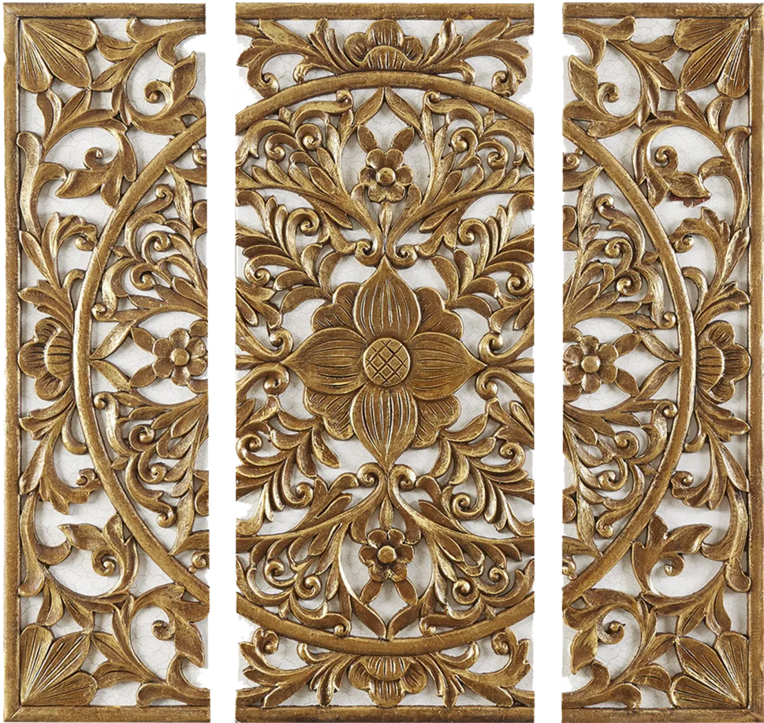 Maive Artwork Gold Artwork, Set of 3 - Thumbnail - Image 1