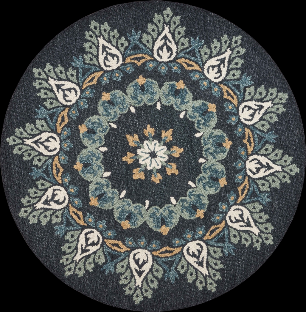 Makda Black 6' Round Rug - Thumbnail - Image 1