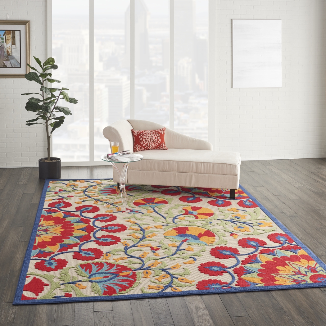 Makisha Red 5' x 8' Indoor/Outdoor Rug - Thumbnail - Image 8