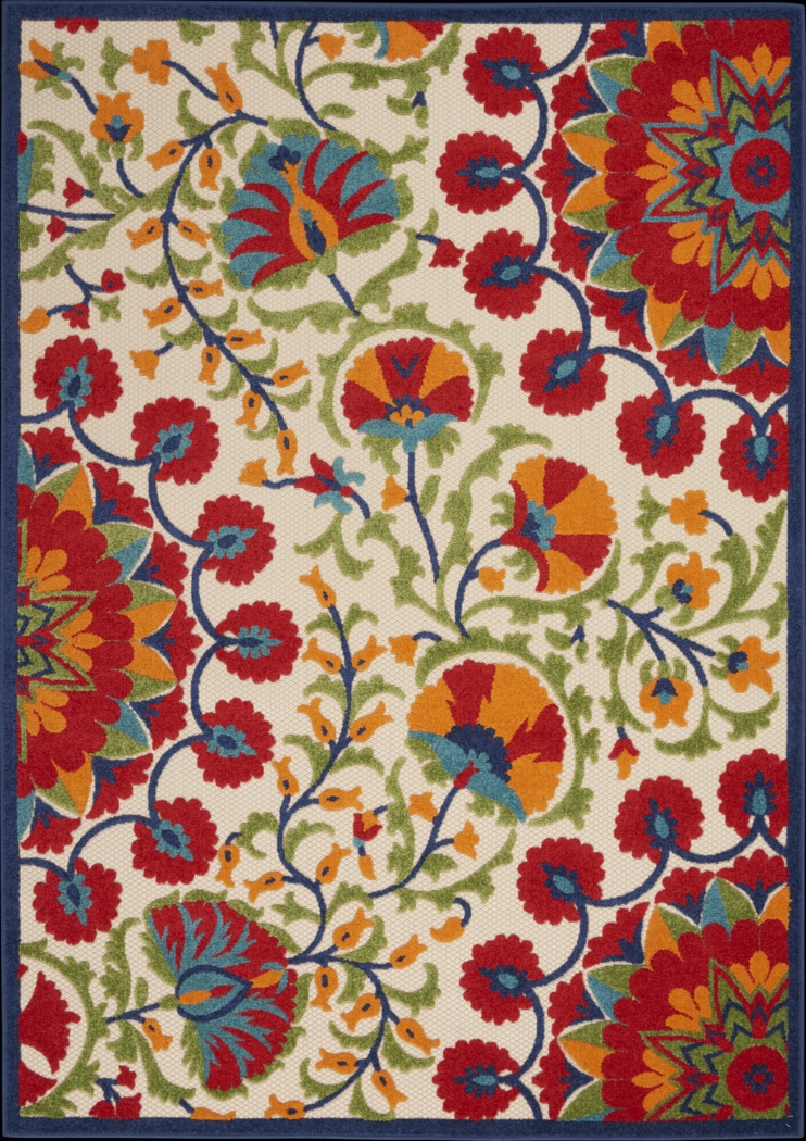 Makisha Red 5' x 8' Indoor/Outdoor Rug - Thumbnail - Image 1