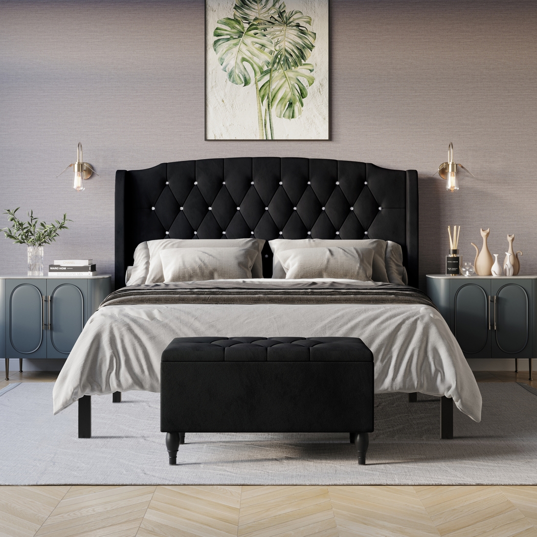 Malachi Black King Bed with Storage - Thumbnail - Image 2