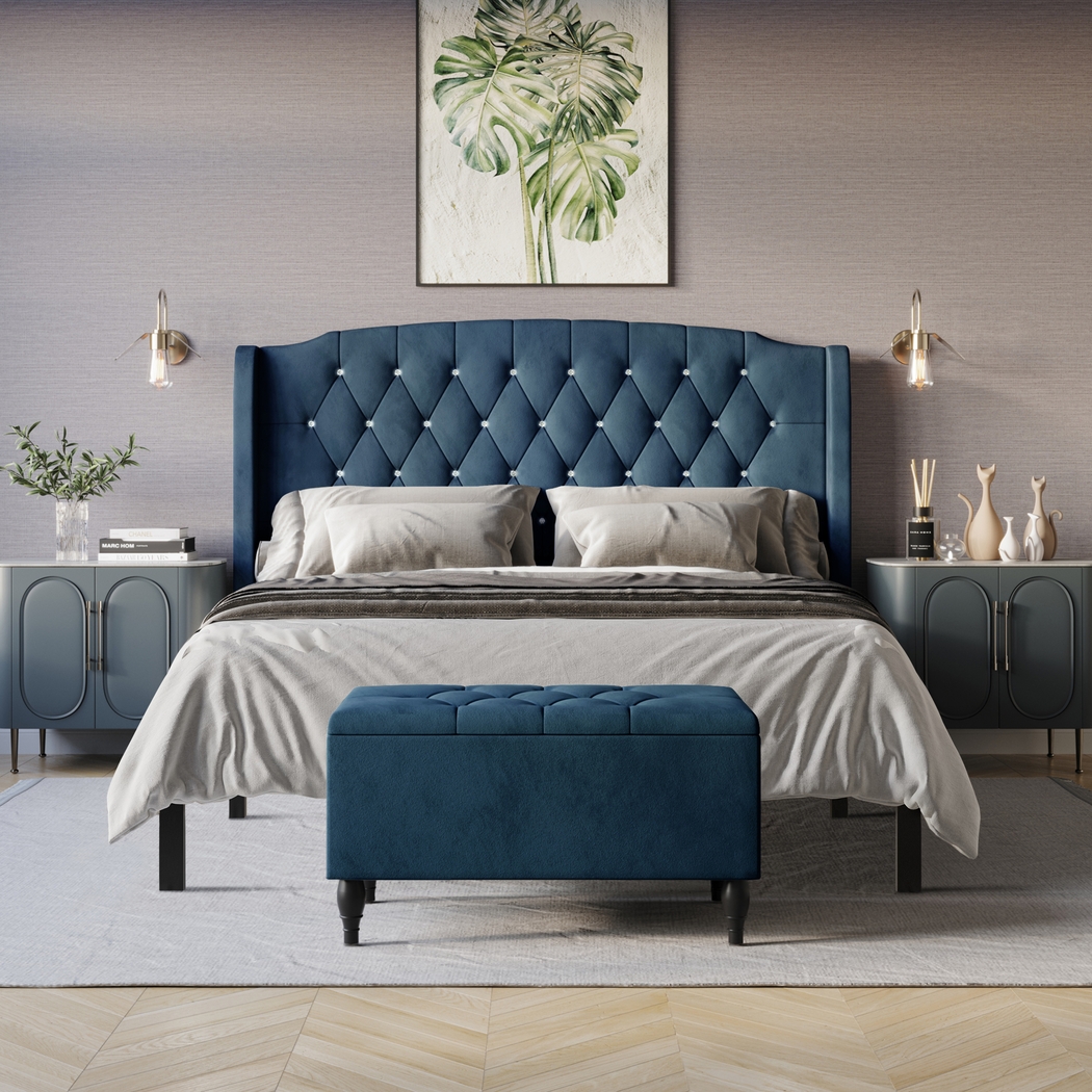 Malachi Blue King Bed with Storage - Thumbnail - Image 2