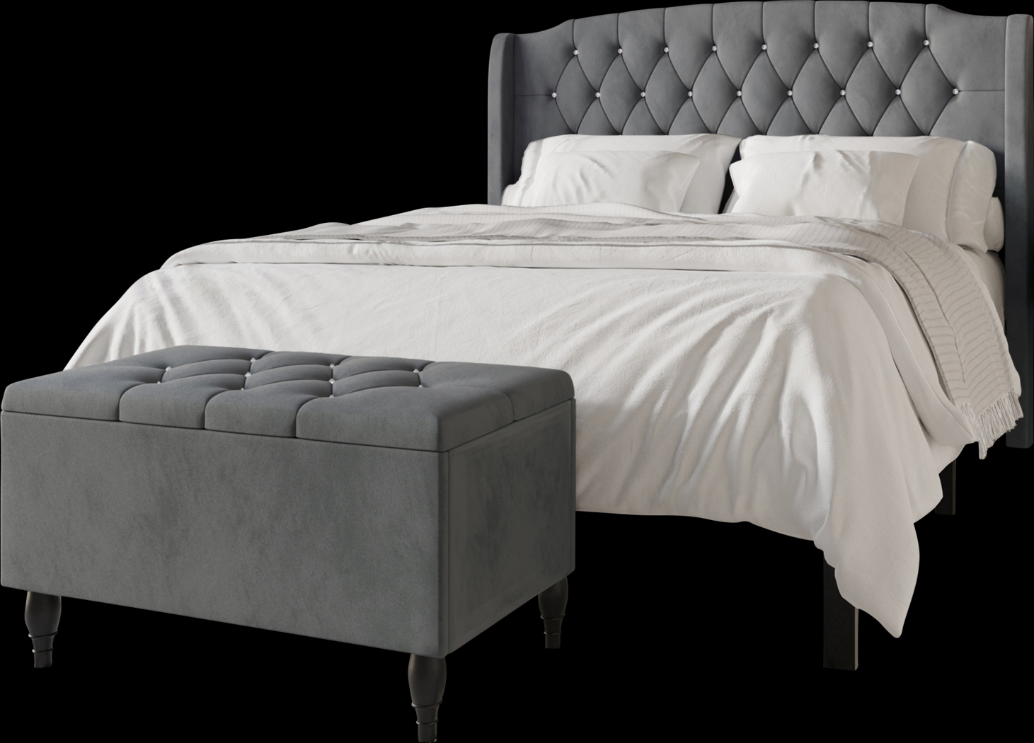 Malachi Gray Full Bed with Storage - Thumbnail - Image 1