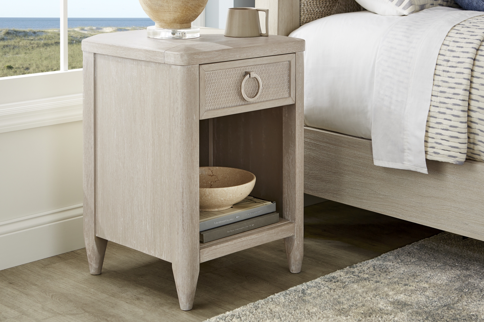Maldive White 1-Drawer Nightstand - Thumbnail - Image 2