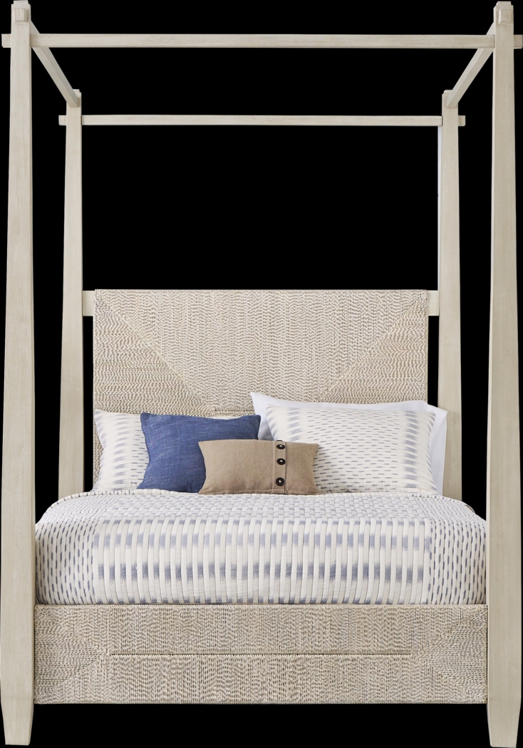 Maldive White 3 Pc Queen Poster Bed - Thumbnail - Image 1
