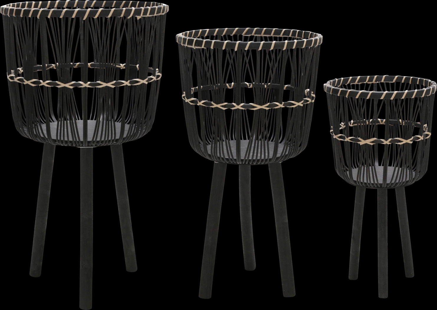 Mallaga Black Planter, Set of 3 - Thumbnail - Image 1