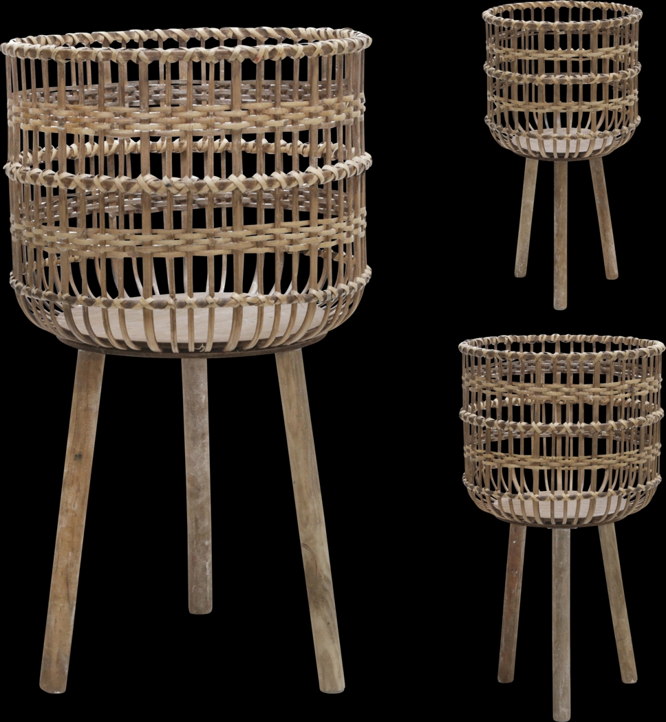 Mallaga Brown Planter, Set of 3 - Thumbnail - Image 1