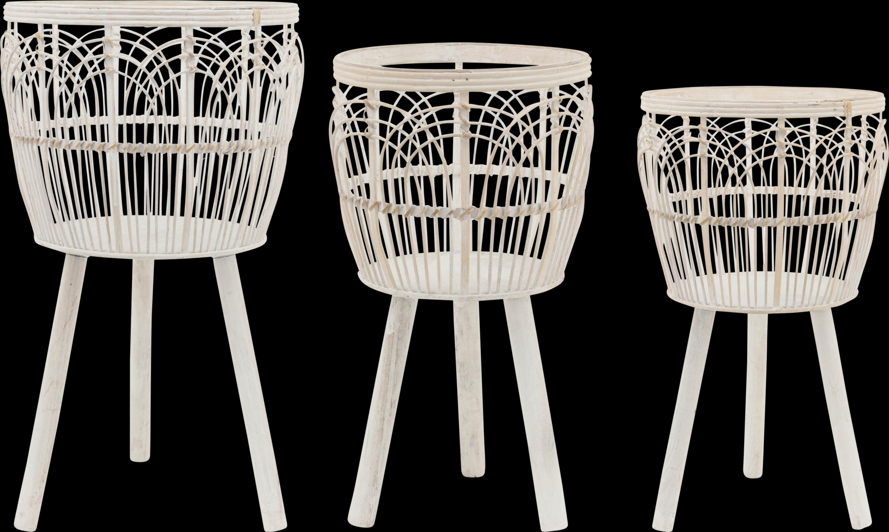 Mallaga White Planter, Set of 3 - Thumbnail - Image 1