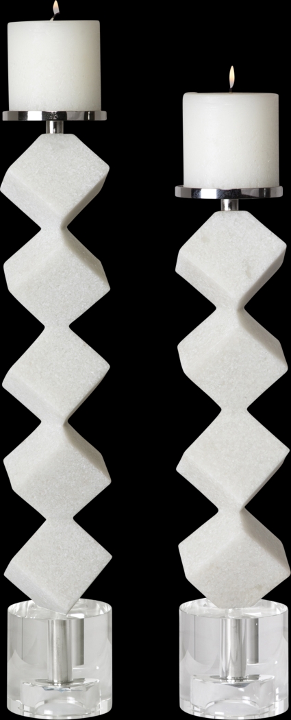 Mallden White Candle Holder, Set of 2 - Thumbnail - Image 3